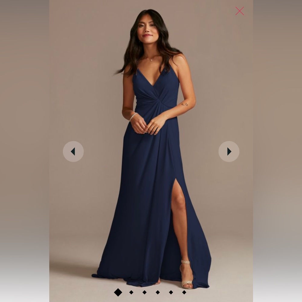David’s bridal jersey a-line bridesmaid dress with knot detail - marine